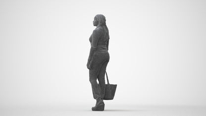 realistic 3D people woman casual standing, render-ready for V-Ray and Corona, FBX OBJ, square thumbnail