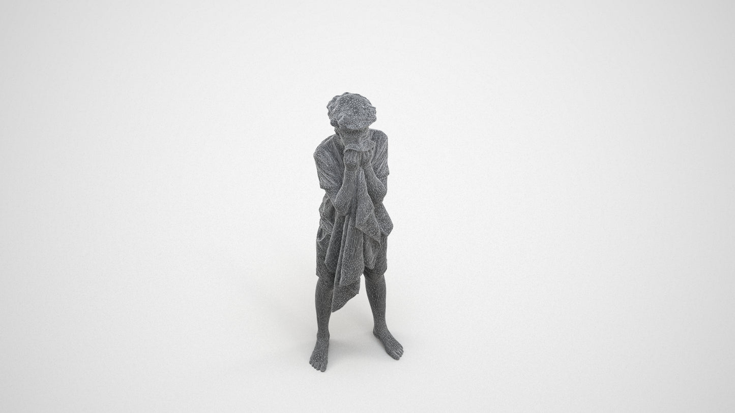 realistic 3D boy casual kids, scanned archviz people for Blender and 3ds Max, wireframe three-quarter view