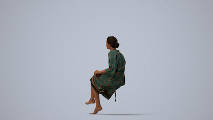 3D scanned woman bathroom, photorealistic archviz people for Enscape and SketchUp, three-quarter view render