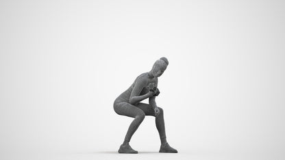 realistic 3D human woman sport, archviz people FBX OBJ for Blender, wireframe side view