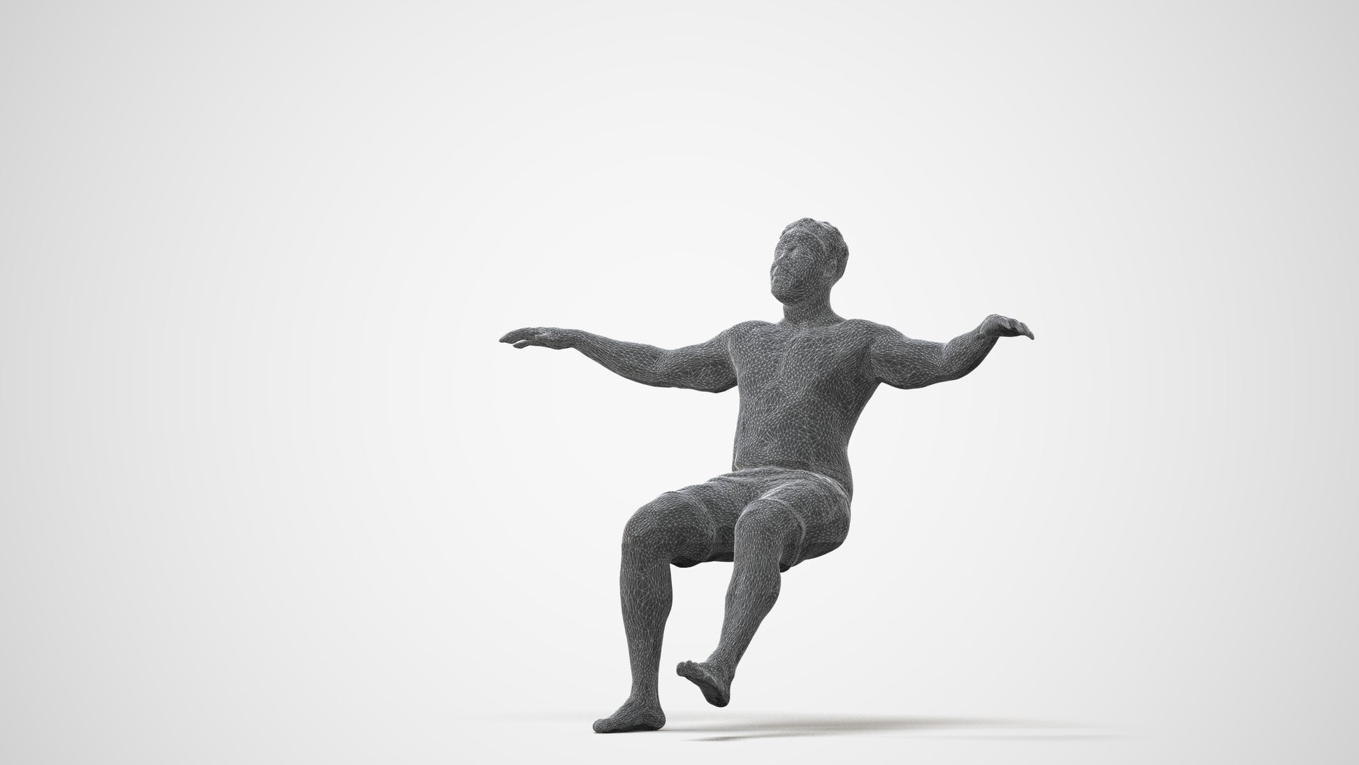 3D human model man pool, photogrammetry scanned person for archviz, square thumbnail