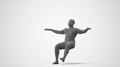 3D human model man pool, photogrammetry scanned person for archviz, square thumbnail