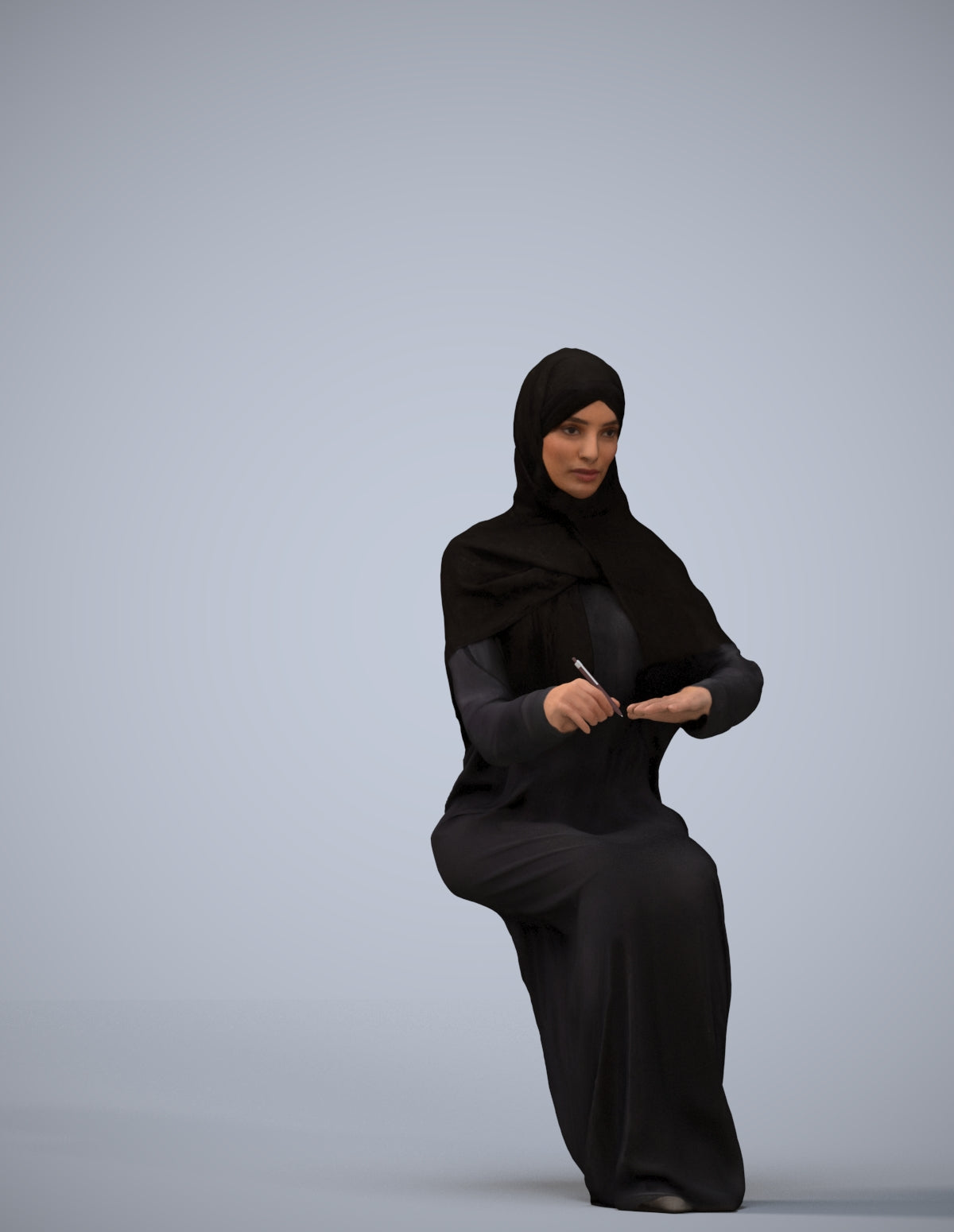 photogrammetry 3D woman sitting, realistic human model archviz FBX