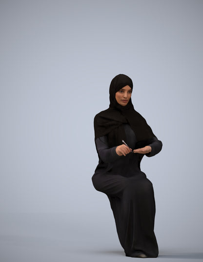 photogrammetry 3D woman sitting, realistic human model archviz FBX