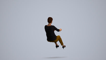 3D human model woman casual driving, photogrammetry scanned person for archviz, front view render
