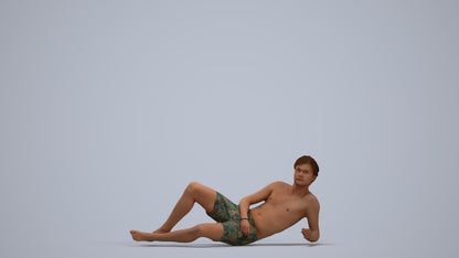 photogrammetry 3D man pool, realistic human model archviz FBX, standing pose render