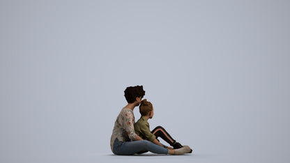 realistic 3D girl casual kids, scanned archviz people for Blender and 3ds Max, front view render