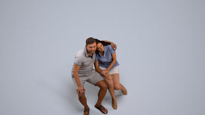 3D human model woman casual couple, photogrammetry scanned person for archviz, back view render