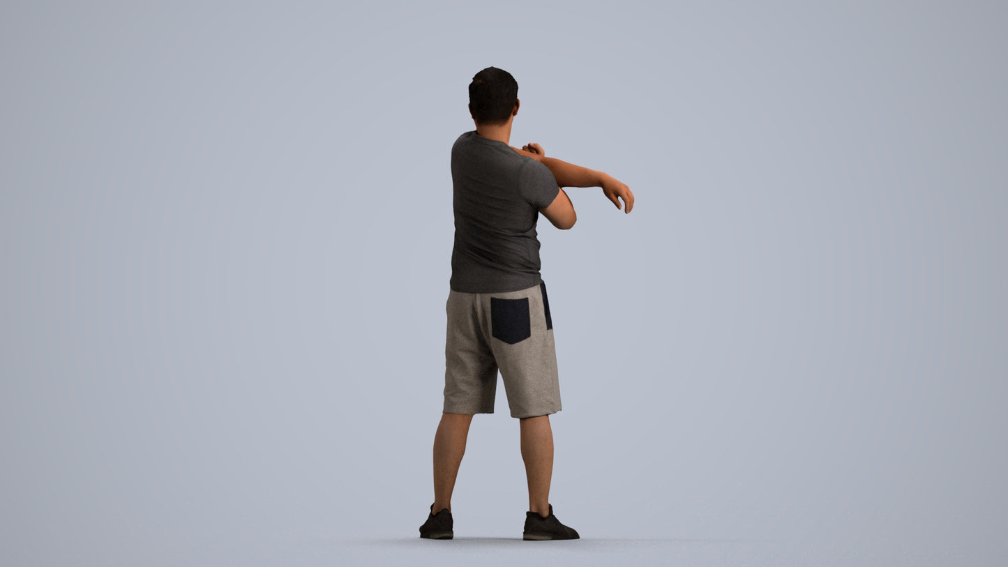 realistic 3D human man sport, archviz people FBX OBJ for Blender, front view render