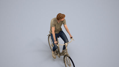 realistic 3D man casual cycling, scanned archviz people for Blender and 3ds Max, back view render