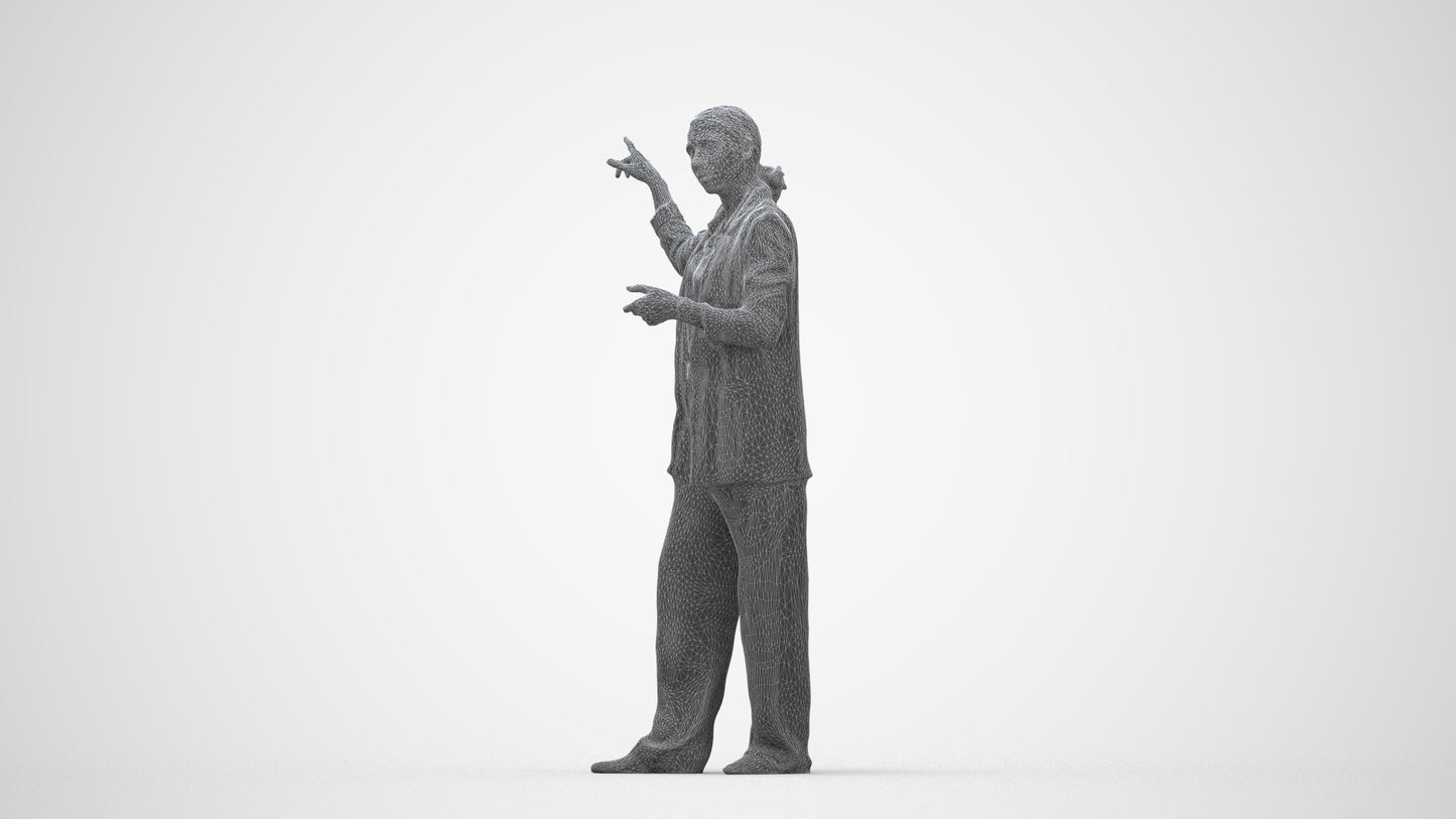 3D scanned woman business, photorealistic archviz people for Enscape and SketchUp, wireframe back view