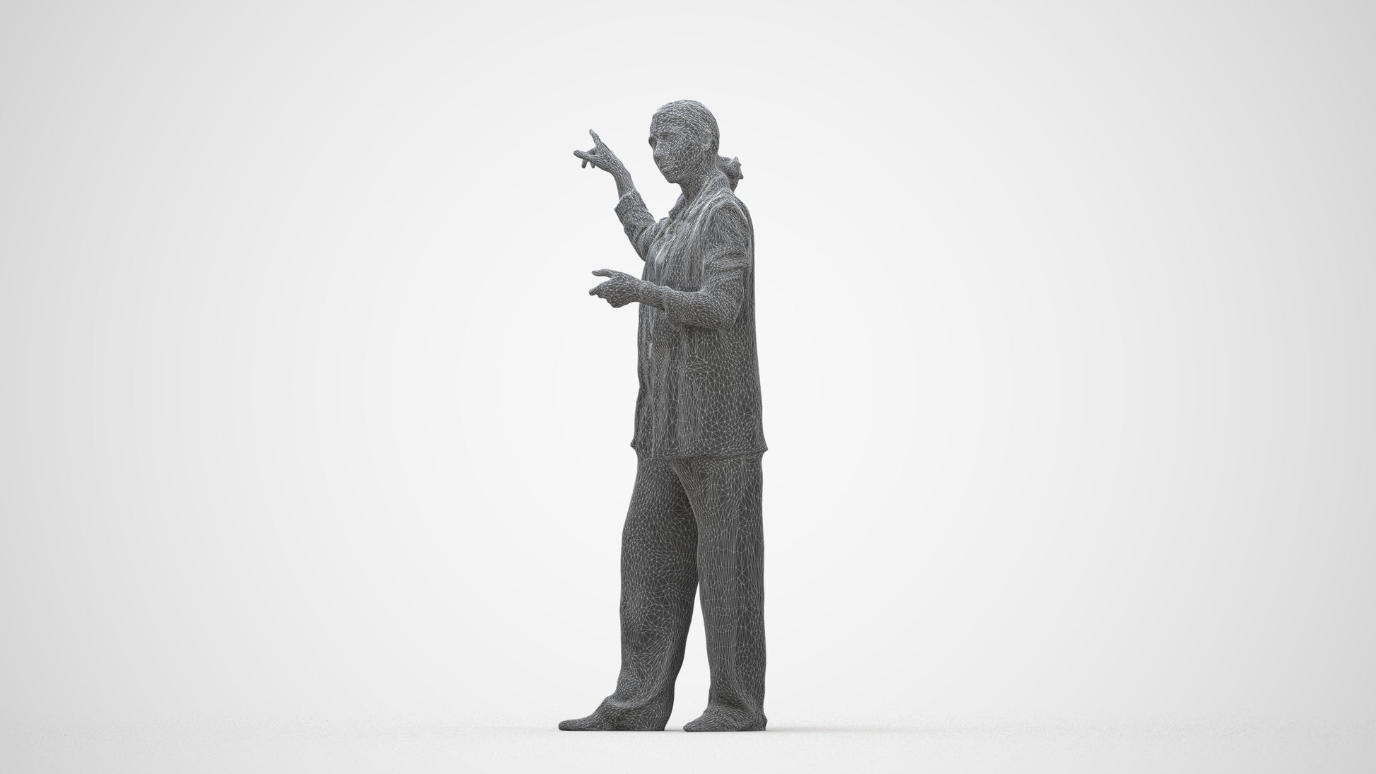 3D scanned woman business, photorealistic archviz people for Enscape and SketchUp, wireframe back view