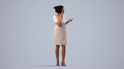 realistic 3D human woman business walking, archviz people FBX OBJ for Blender, side view render