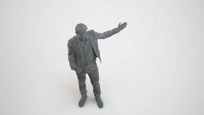photogrammetry 3D man business, realistic human model archviz FBX, wireframe three-quarter view