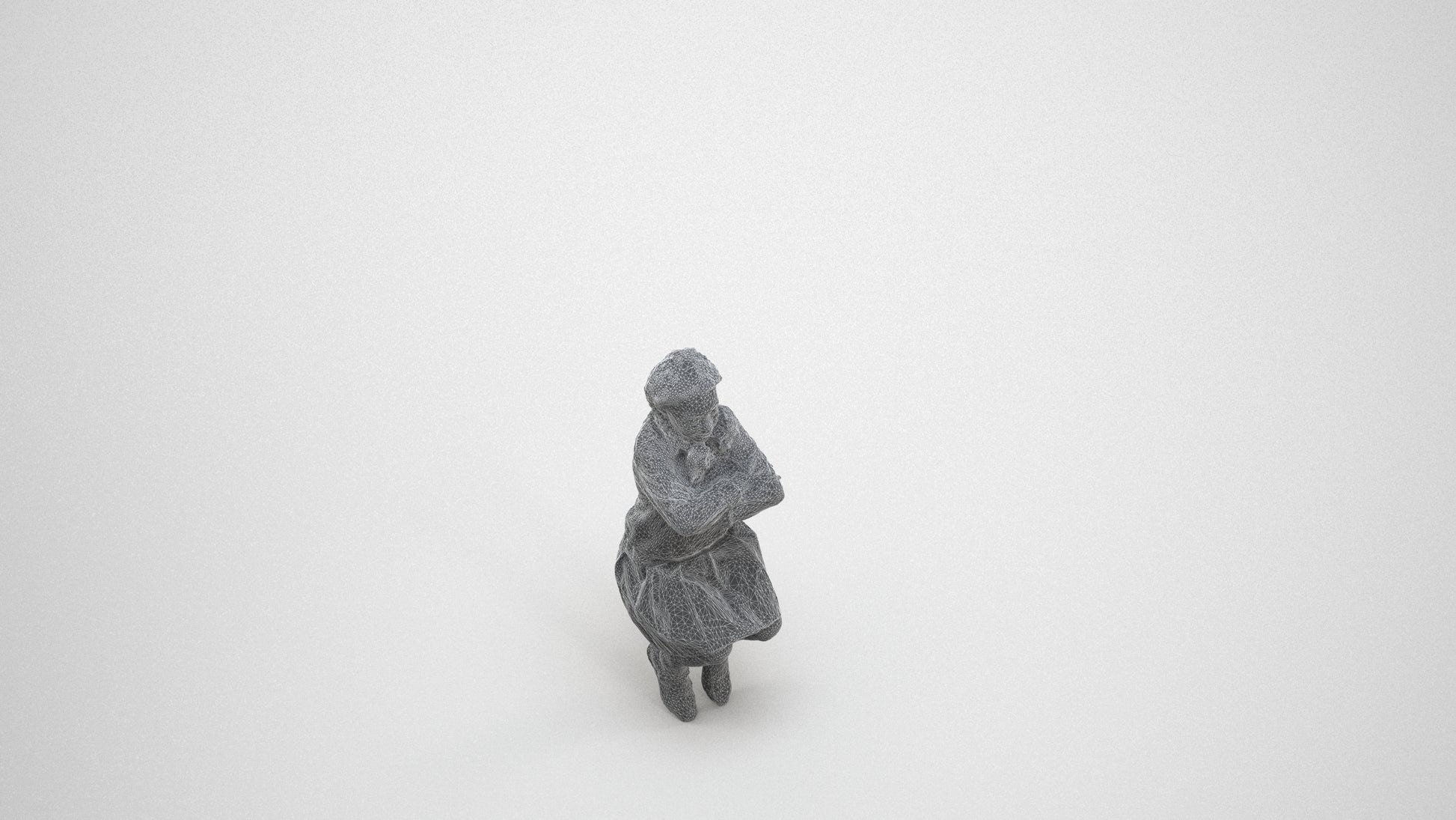 scanned 3D girl kids, photogrammetry people for Enscape and V-Ray, wireframe three-quarter view