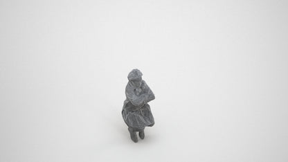 scanned 3D girl kids, photogrammetry people for Enscape and V-Ray, wireframe three-quarter view