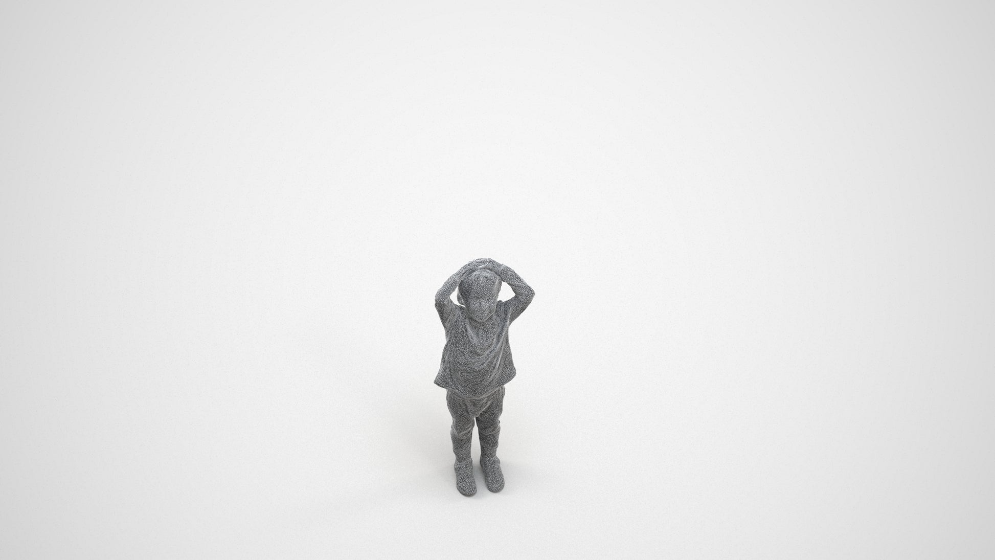 3D scanned boy kids casual, photorealistic archviz people for Enscape and SketchUp, wireframe three-quarter view