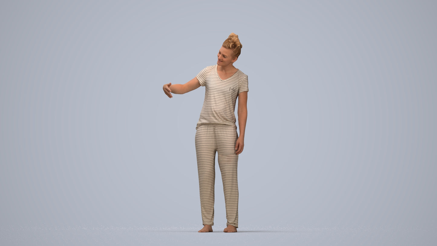 photogrammetry 3D woman bathroom, realistic human model archviz FBX, top-down view render