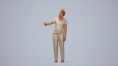 photogrammetry 3D woman bathroom, realistic human model archviz FBX, top-down view render