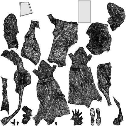 3D human model woman business standing, photogrammetry scanned person for archviz, wireframe top-down view
