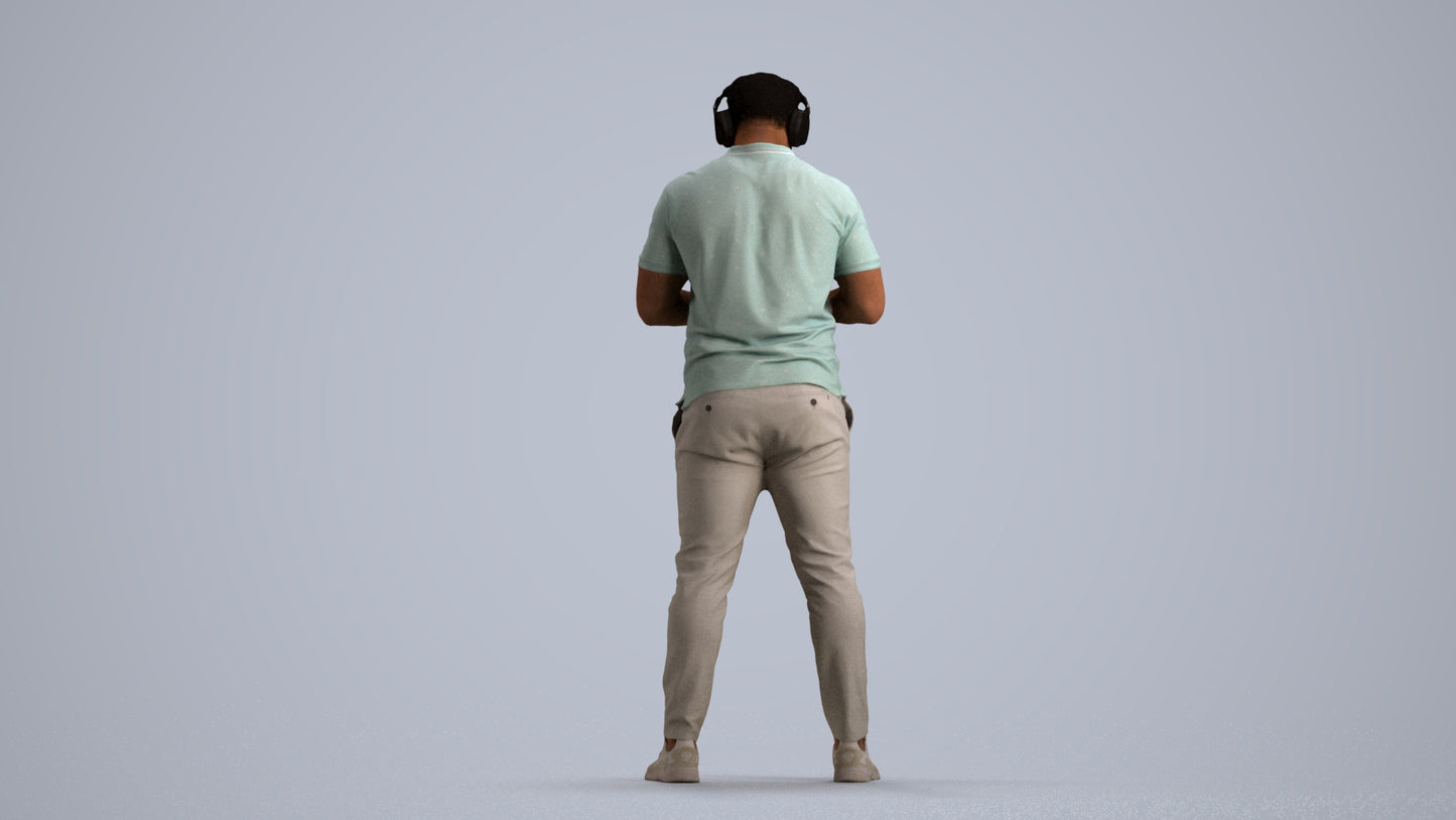 3D people model man casual standing, scanned human for 3ds Max rendering, front view render