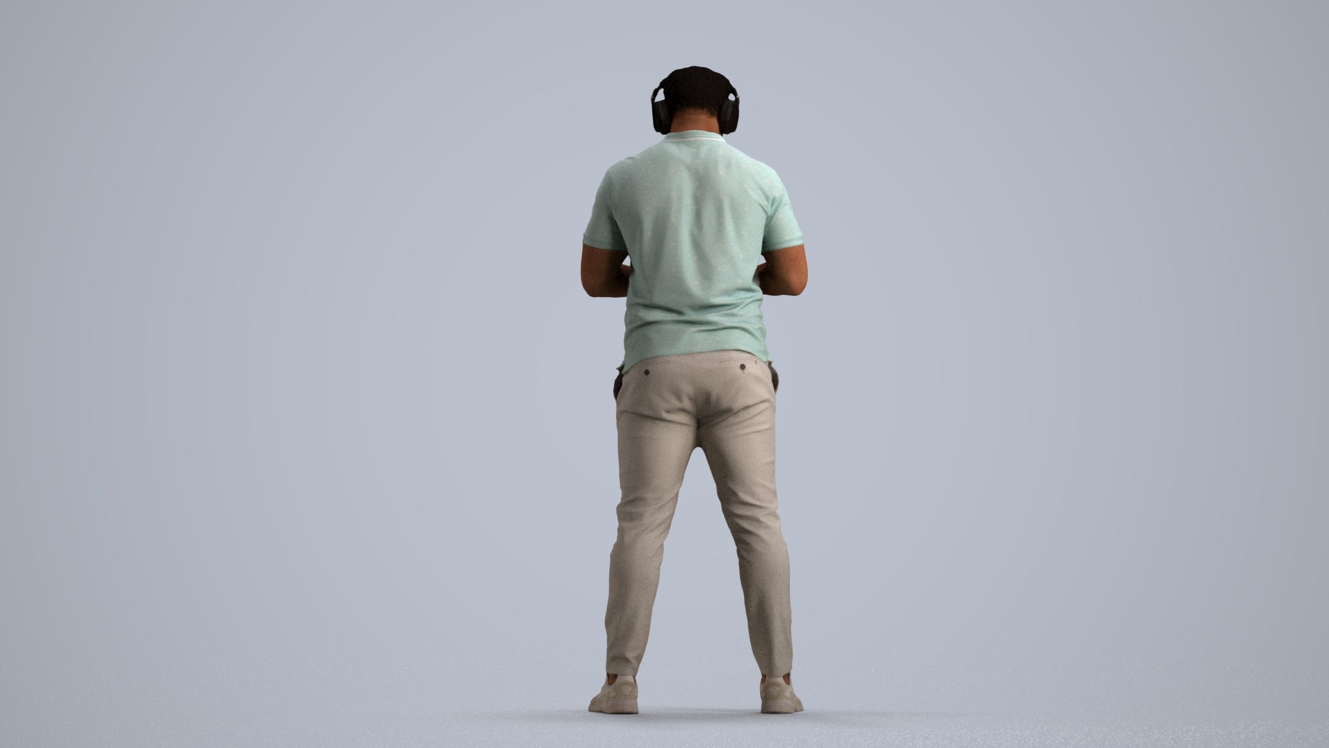 3D people model man casual standing, scanned human for 3ds Max rendering, front view render