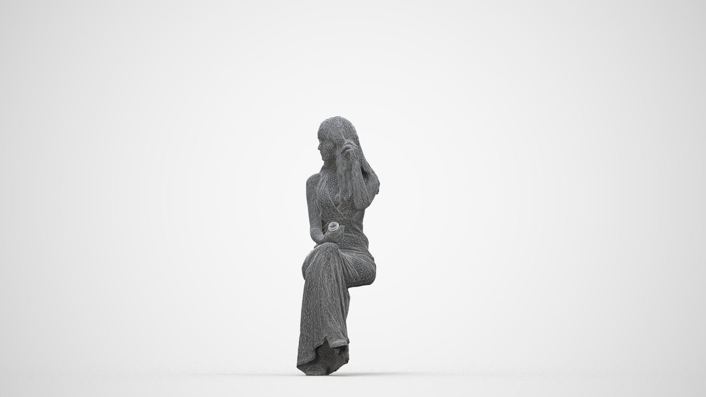 3D scanned woman formalaffairs formal, photorealistic archviz people for Enscape and SketchUp, wireframe back view