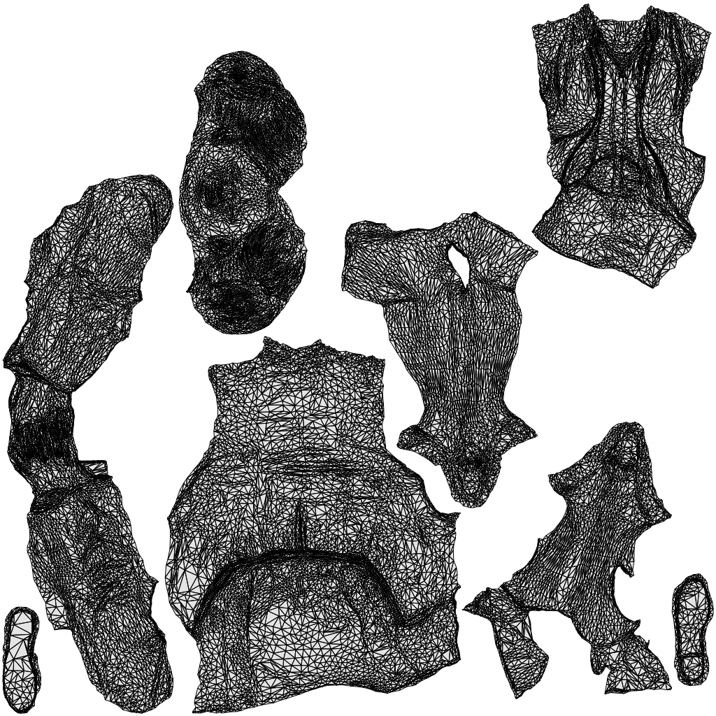 3D human model woman business sitting, photogrammetry scanned person for archviz, wireframe top-down view