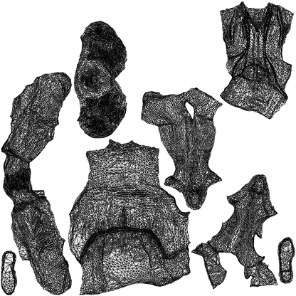 3D human model woman business sitting, photogrammetry scanned person for archviz, wireframe top-down view