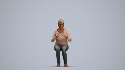 scanned 3D woman casual sitting, photogrammetry people for Enscape and V-Ray, standing pose render