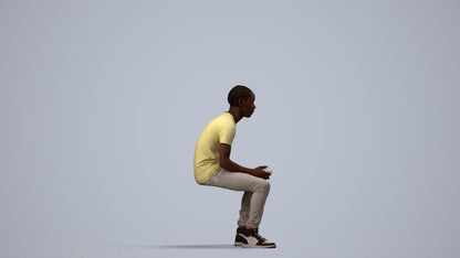 realistic 3D boy casual kids, scanned archviz people for Blender and 3ds Max, side view render
