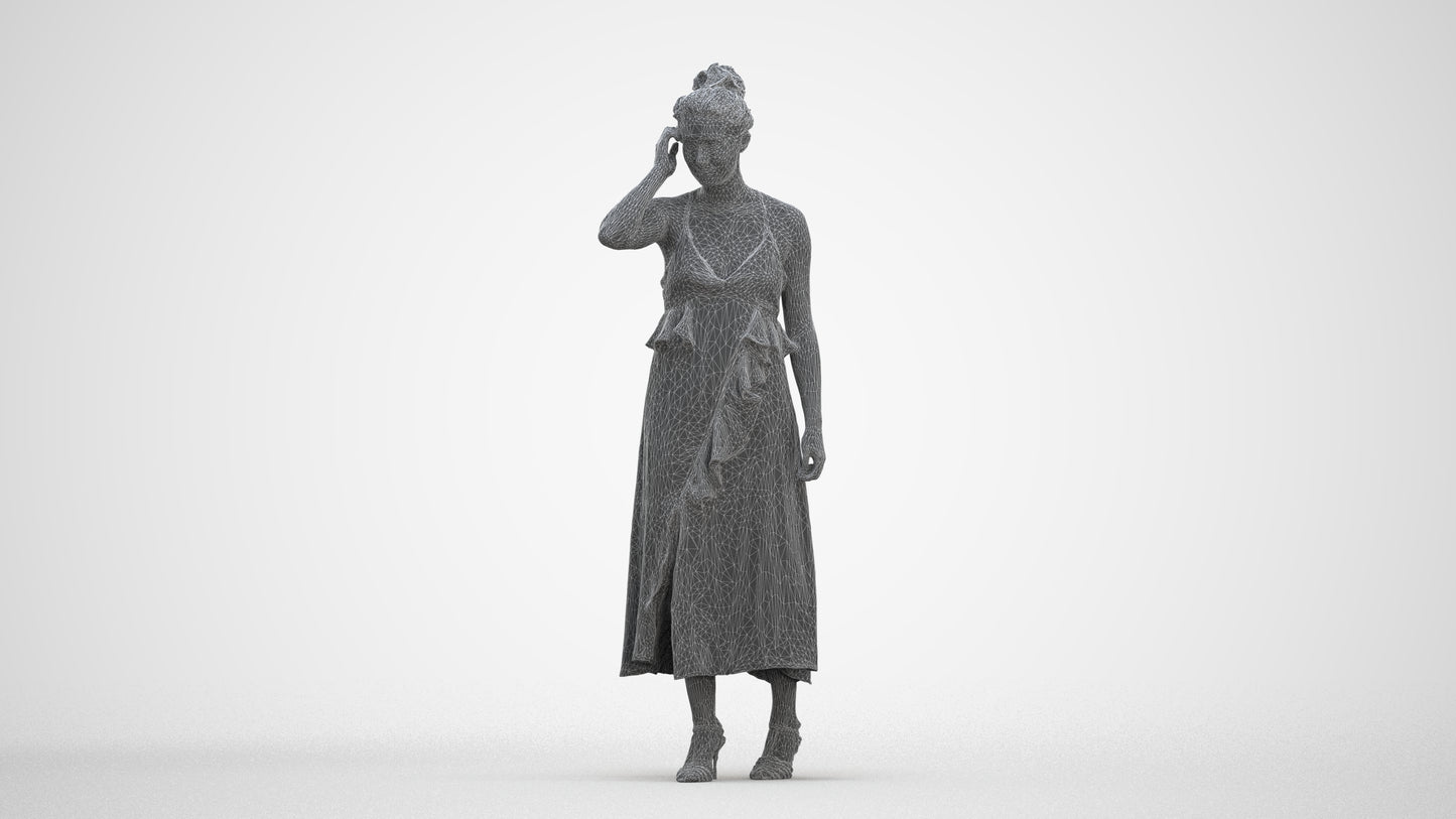 scanned 3D woman formal formalaffairs, photogrammetry people for Enscape and V-Ray, three-quarter front view render