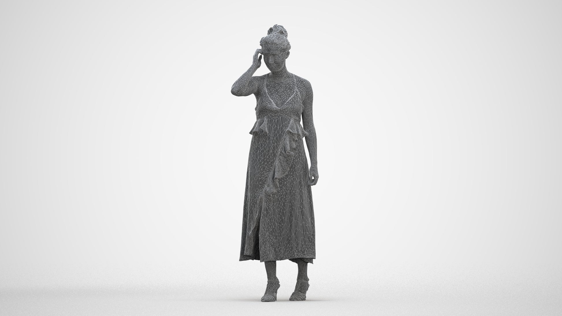 scanned 3D woman formal formalaffairs, photogrammetry people for Enscape and V-Ray, three-quarter front view render