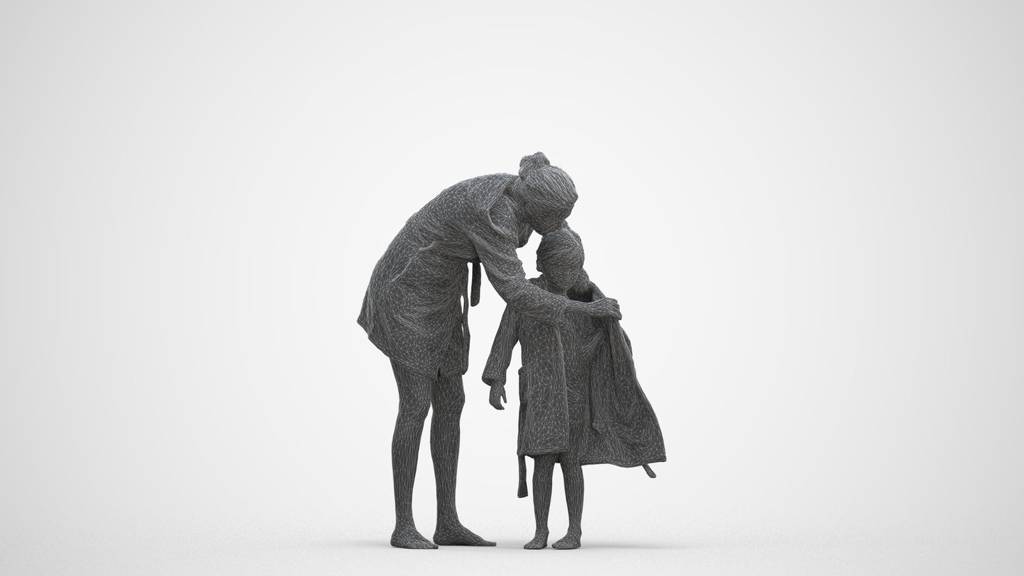 3D people model girl kids, scanned human for 3ds Max rendering, three-quarter front view render