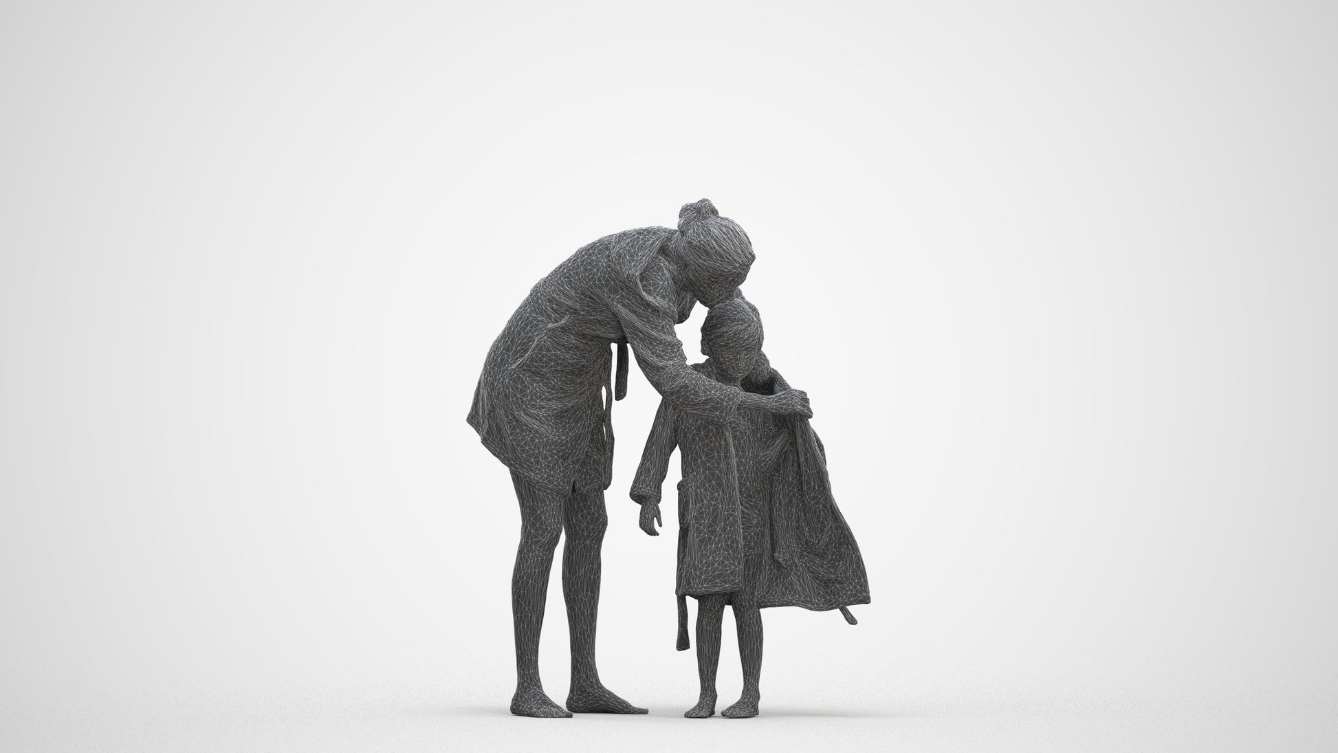 3D people model girl kids, scanned human for 3ds Max rendering, three-quarter front view render