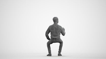 realistic 3D man business sitting, scanned archviz people for Blender and 3ds Max, wireframe front view