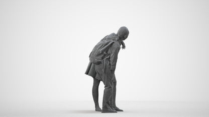 3D scanned girl kids, photorealistic archviz people for Enscape and SketchUp, wireframe side view
