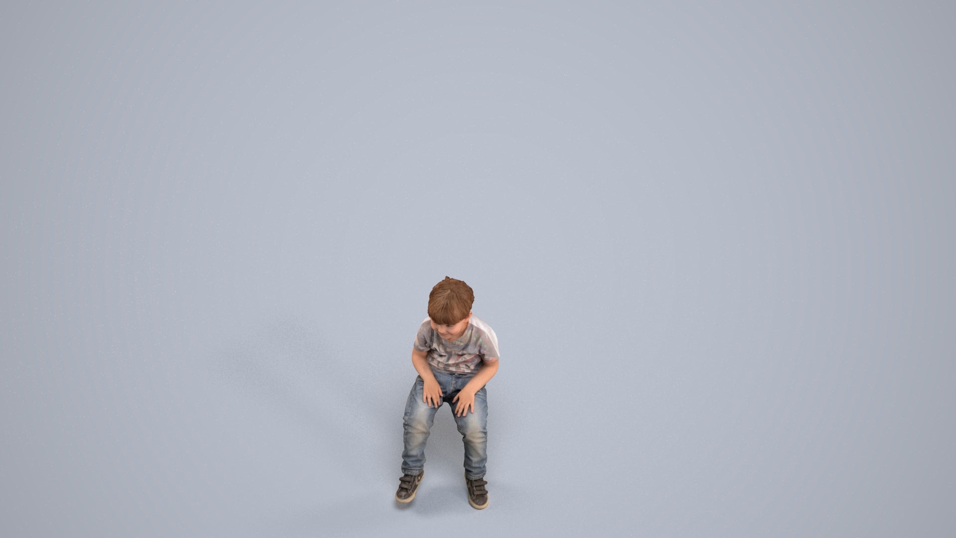 3D human model boy casual kids, photogrammetry scanned person for archviz, back view render