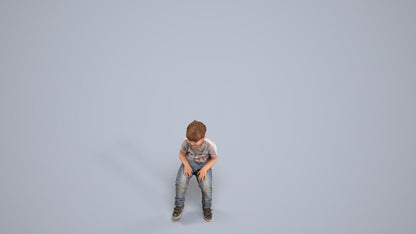 3D human model boy casual kids, photogrammetry scanned person for archviz, back view render
