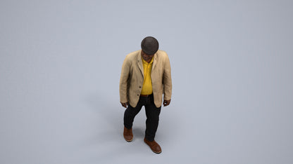 photogrammetry 3D man casual walking, realistic human model archviz FBX, back view render