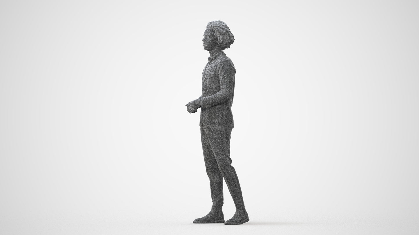 photogrammetry 3D man casual standing, realistic human model archviz FBX, square thumbnail