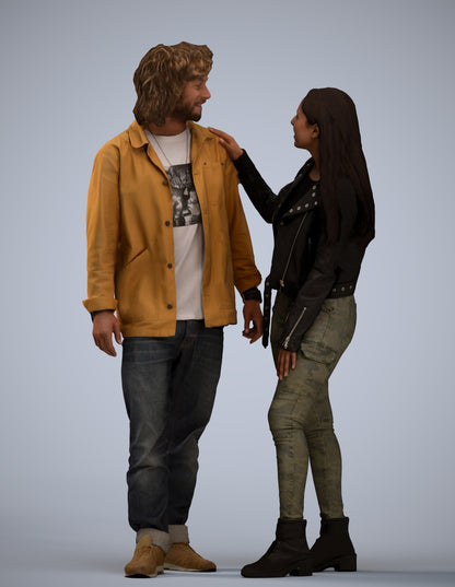 realistic 3D woman casual couple, scanned archviz people for Blender and 3ds Max