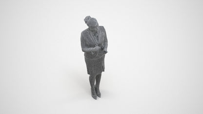 scanned 3D woman hospitality, photogrammetry people for Enscape and V-Ray, wireframe three-quarter view
