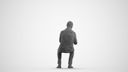 3D people model senior man medical, scanned human for 3ds Max rendering, wireframe front view