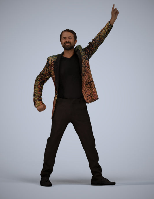 realistic 3D man formal dancing, scanned archviz people for Blender and 3ds Max