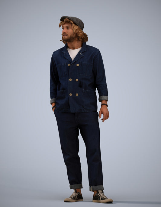 3D scanned man standing casual, photorealistic archviz people for Enscape and SketchUp