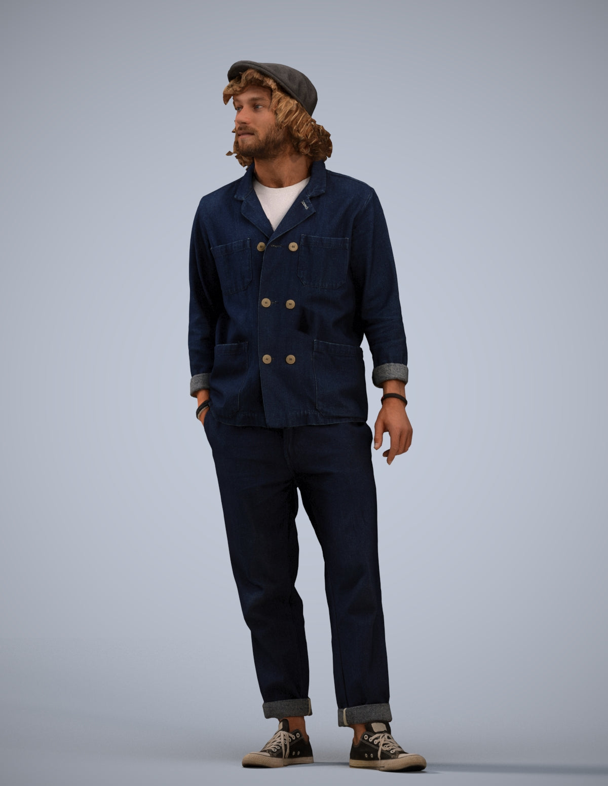 3D scanned man standing casual, photorealistic archviz people for Enscape and SketchUp