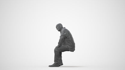 realistic 3D people senior man casual sitting, render-ready for V-Ray and Corona, FBX OBJ, square thumbnail