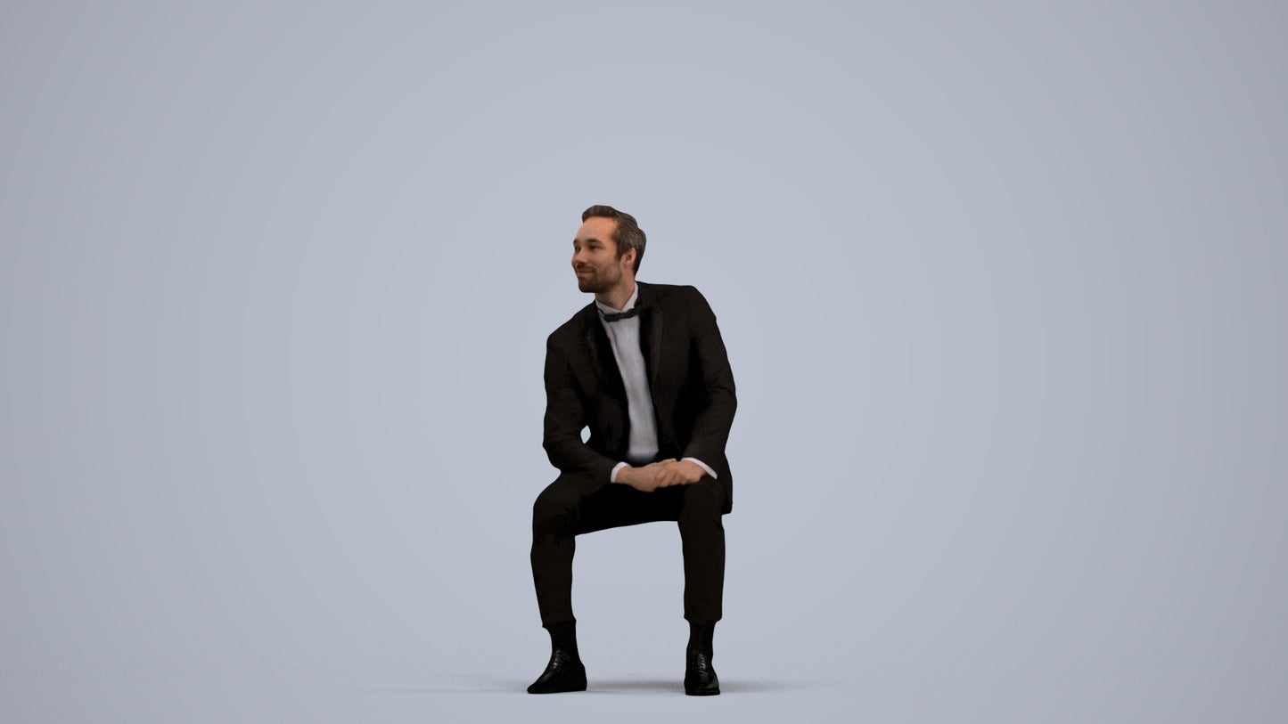 photogrammetry 3D man formal formalaffairs, realistic human model archviz FBX, standing pose render