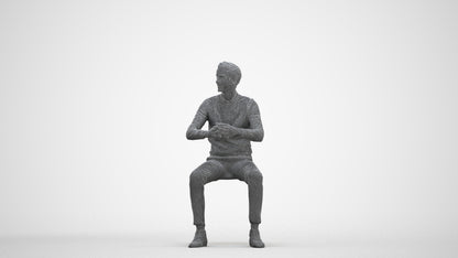 3D human model man casual business, photogrammetry scanned person for archviz, three-quarter front view render